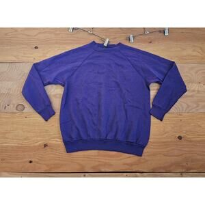 Tultex Ultra Fleece 120 Blank Purple Raglan Sweatshirt Sz Womans L 1980s